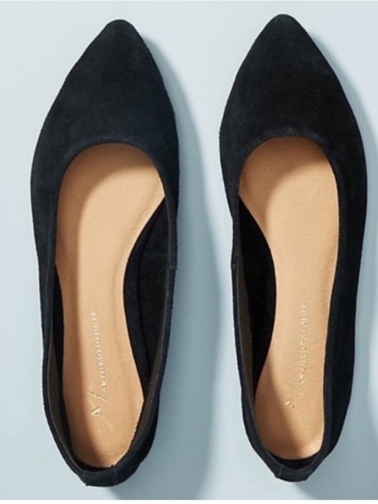 Anthropologie Shoes - Anthropologie Jessica Black Suede Pointed-Toe Ballet Flats - 7